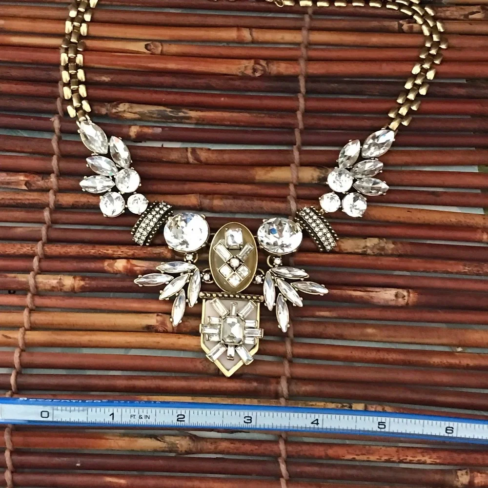 J Crew Rhinestone & Resin Stunner Statement Necklace